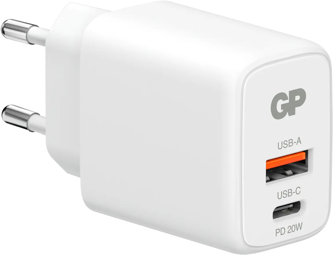 GP Wallcharger WM2B PD 20W USB-A + USB-C, White, One Size