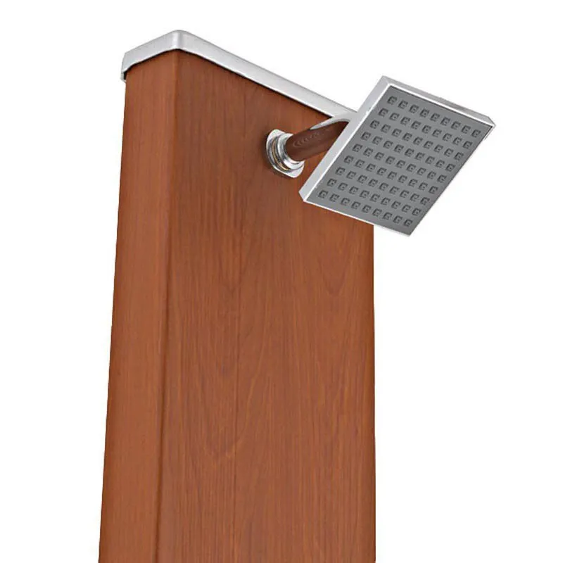 Gre Accessories Aluminium Kvadratisk Solvattendusch Med Träutseende unisex, Brown, 32L