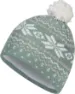 Gridarmor Snøkrystall Wool Lue Jaquard, Green/White