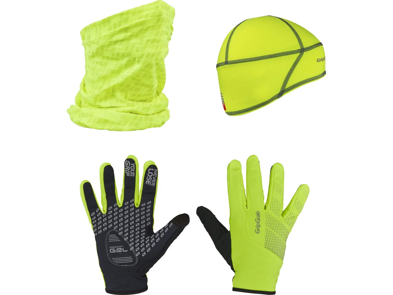 GripGrab Hi-Vis Cycling Essentials Set, Gul GripGrab Hi-Vis Cycling Essentials Set, Gul