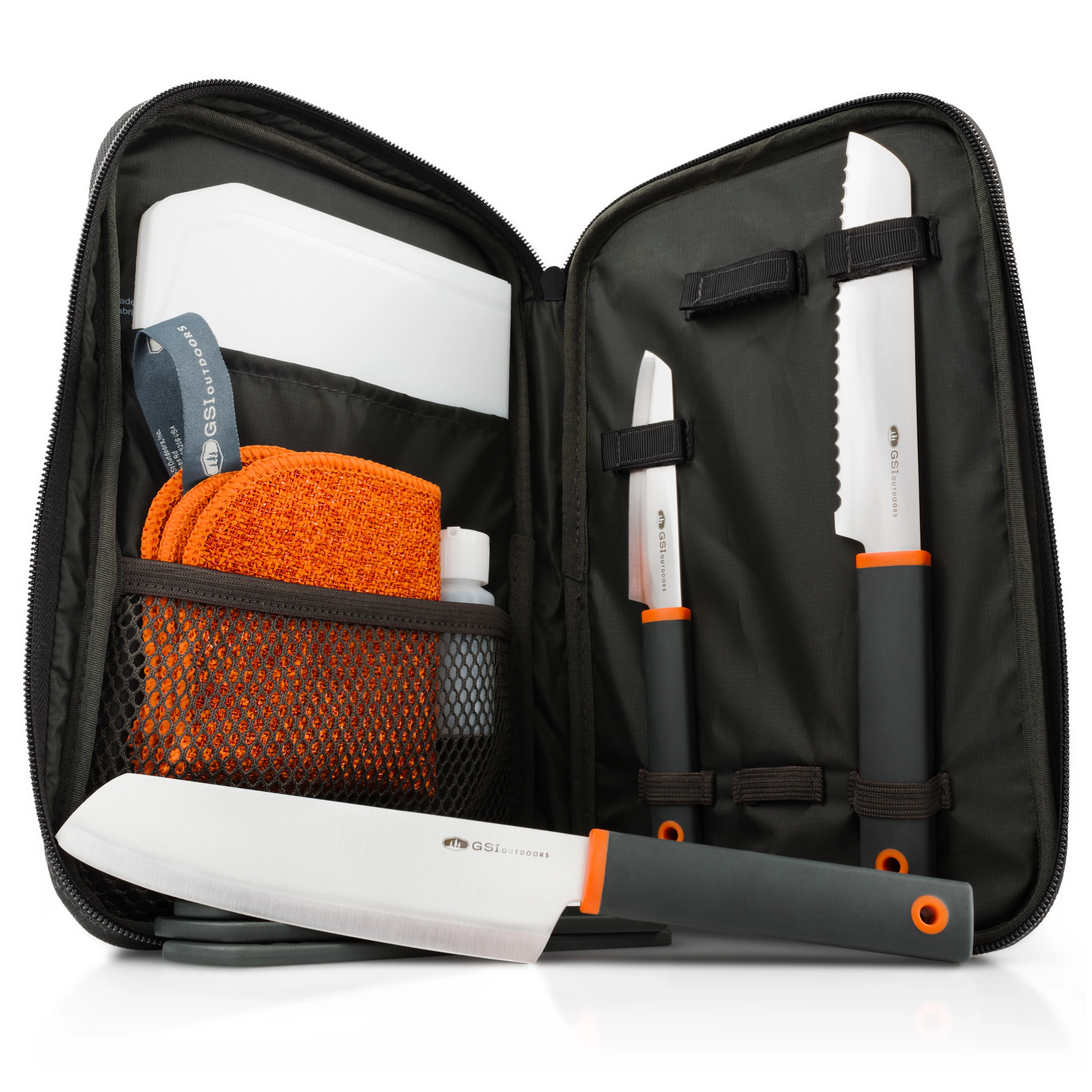 GSI Santoku Knife Set, Black / orange, One Size GSI Santoku Knife Set, Black / orange, One Size