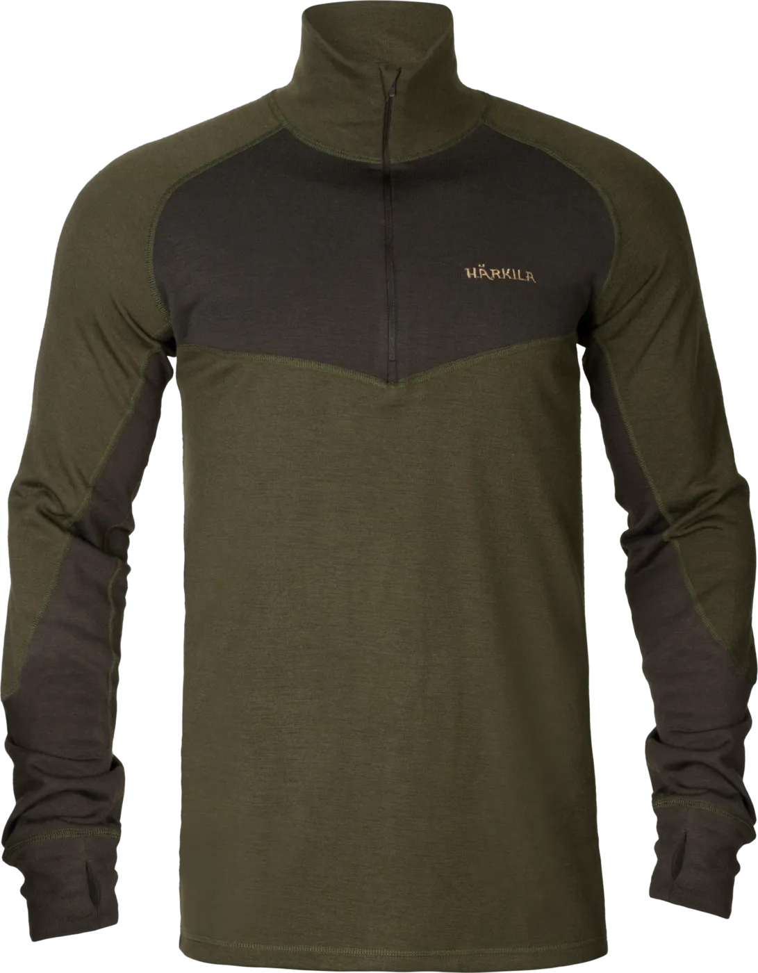 Härkila Men's Base Warm Baselayer Shirt, Willow green/Shadow brown