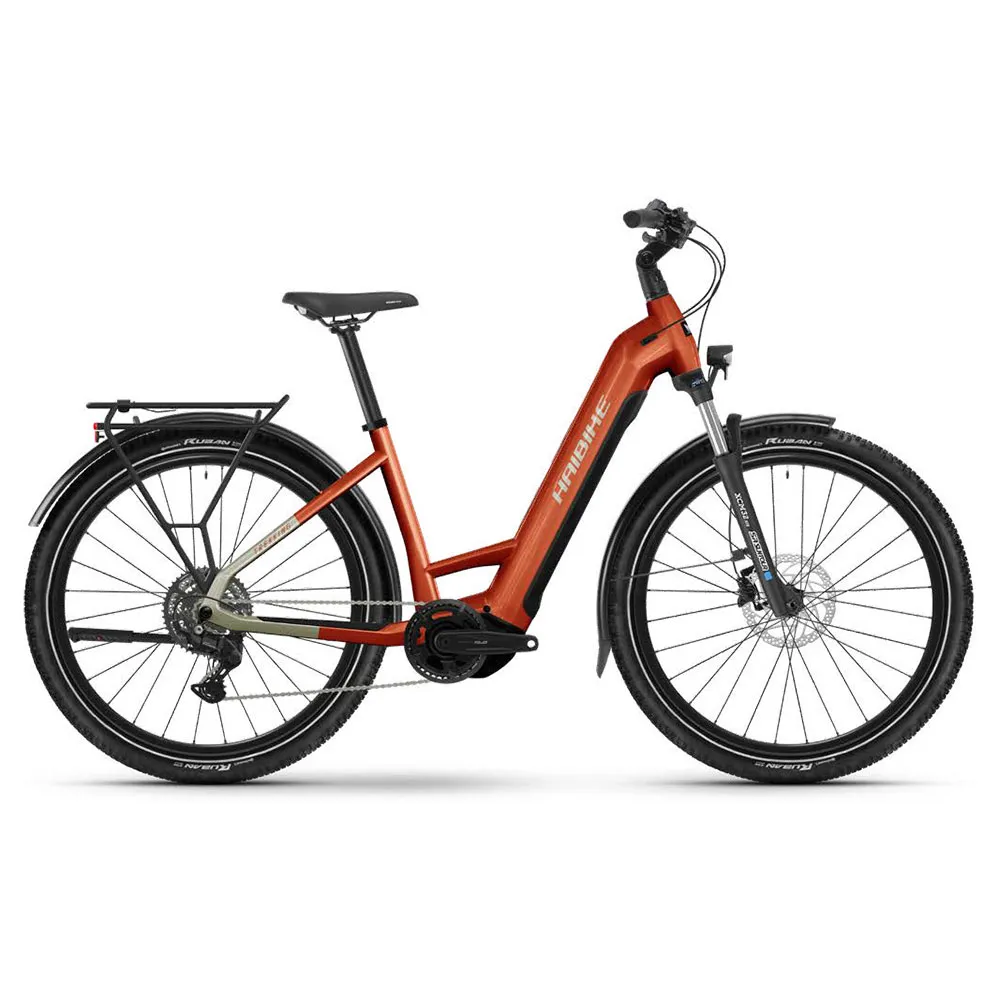 HAIBIKE Trekking 4 Low Cues 2025 Elcykel, Orange / silver, S, 720Wh