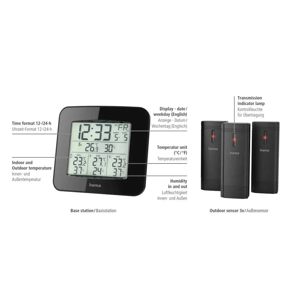 Hama Ews-trio Väderstation, Black, One Size