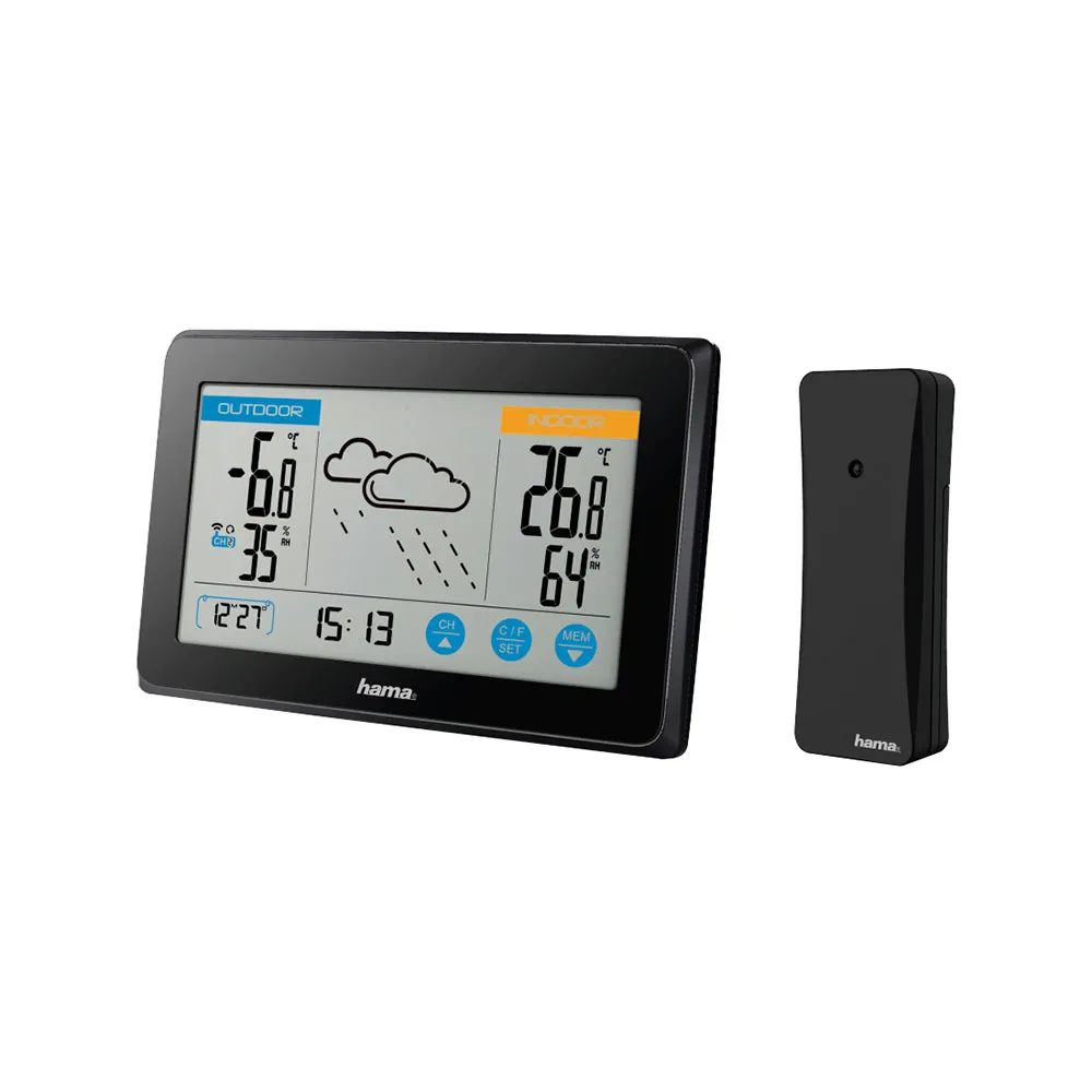 Hama Touch Väderstation, Black, One Size, EU Plug 220V