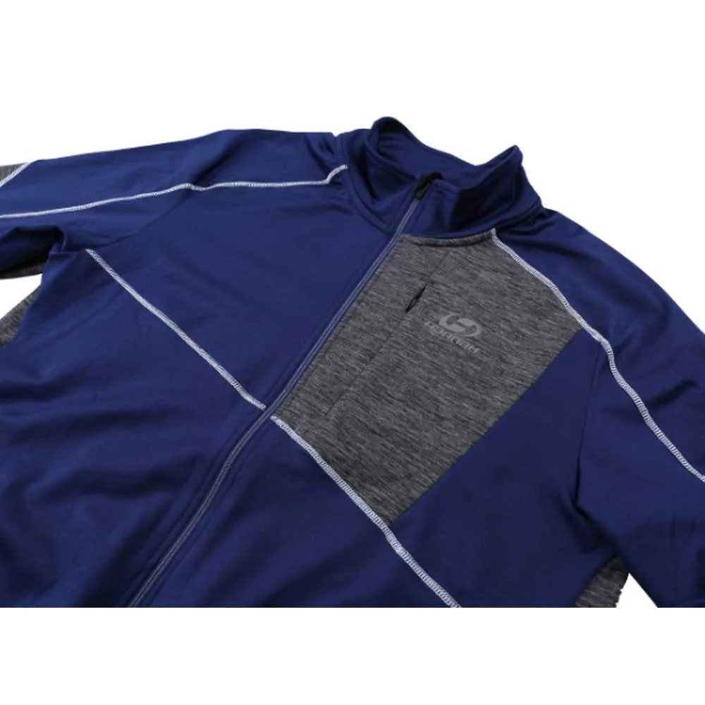 Hannah Maddox Fleece Med Halv Dragkedja, Twilight blue / light gray melange