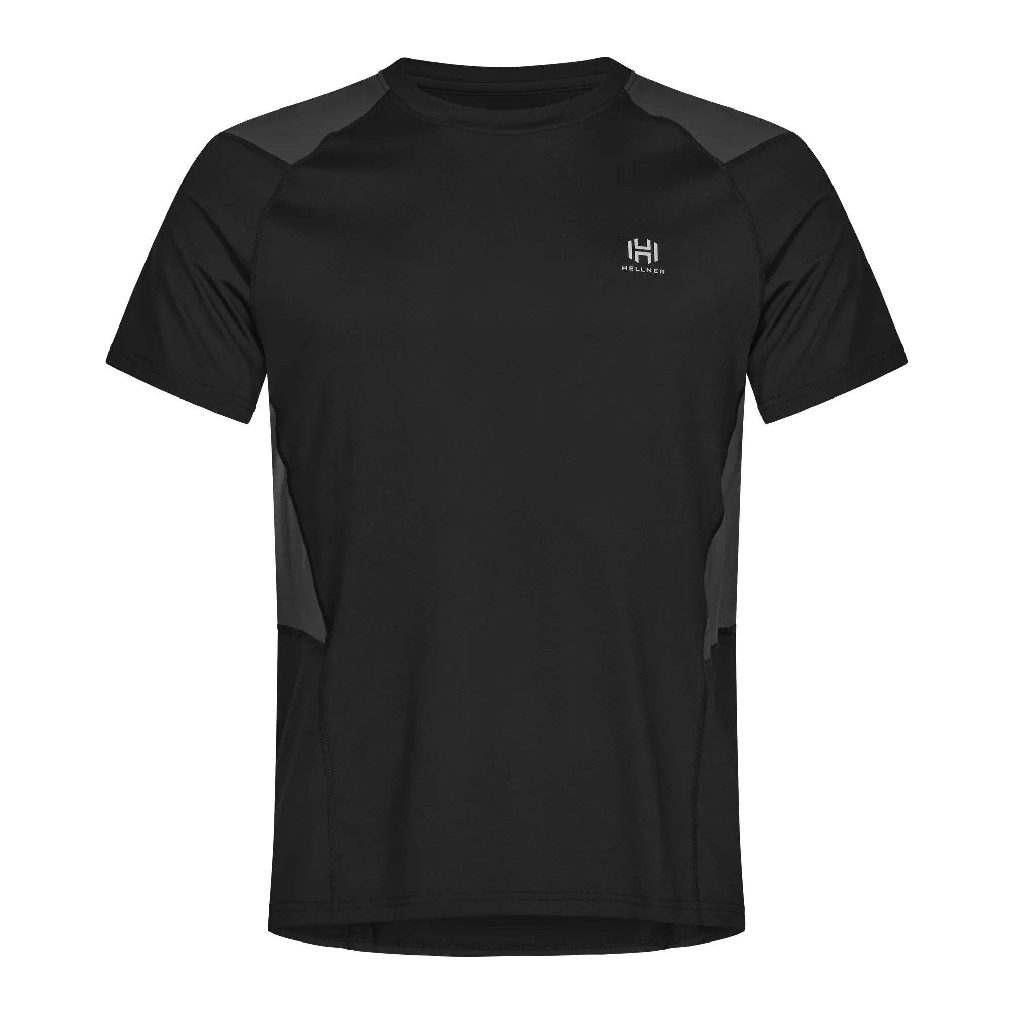 Hellner Men's Sallu Running Top Short Sleeve, Black Beauty/Asphalt