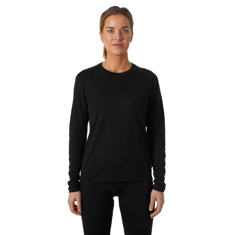 Helly Hansen Merino Crew T-shirt Med Lång ärm, Black