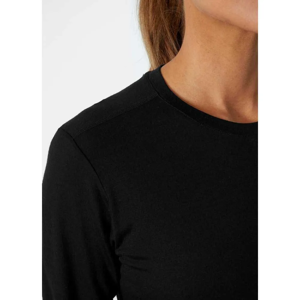 Helly Hansen Merino Crew T-shirt Med Lång ärm, Black