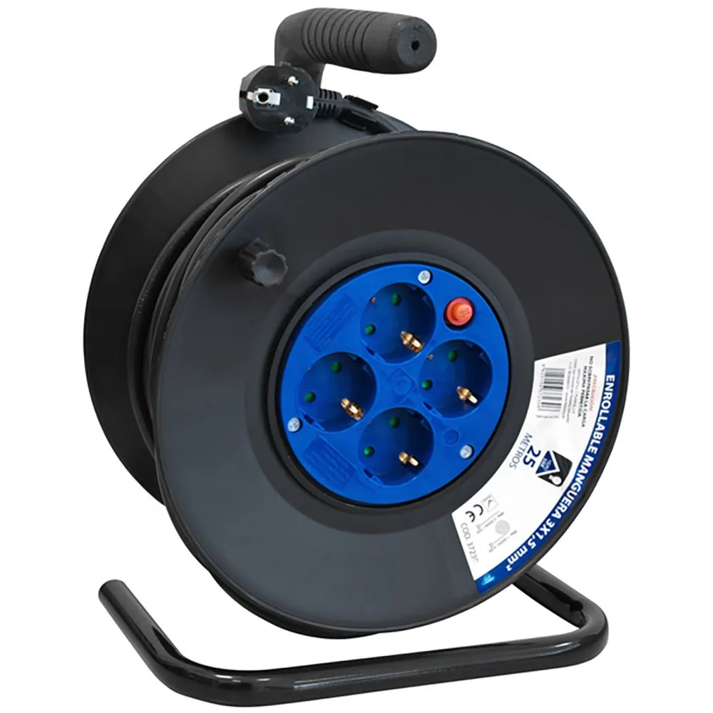 Hepoluz H05vv-f 4 Outlets With Circuit Breaker 3x1.5 Mm 25m 25 M Kabeltrumma, Black / blue, One Size Hepoluz H05vv-f 4 Outlets With Circuit Breaker 3x1.5 Mm 25m 25 M Kabeltrumma, Black / blue, One Size