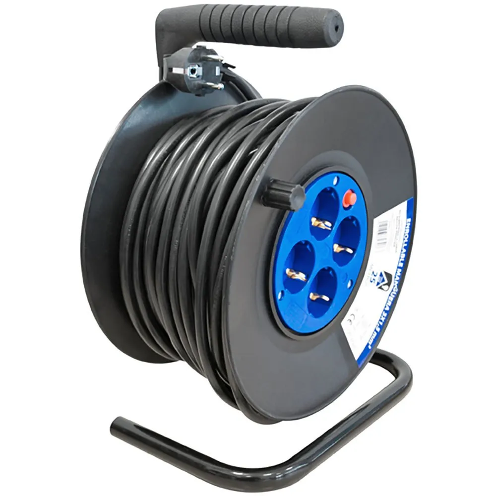 Hepoluz H05vv-f 4 Outlets With Circuit Breaker 3x1.5 Mm 25m 25 M Kabeltrumma, Black / blue, One Size Hepoluz H05vv-f 4 Outlets With Circuit Breaker 3x1.5 Mm 25m 25 M Kabeltrumma, Black / blue, One Size