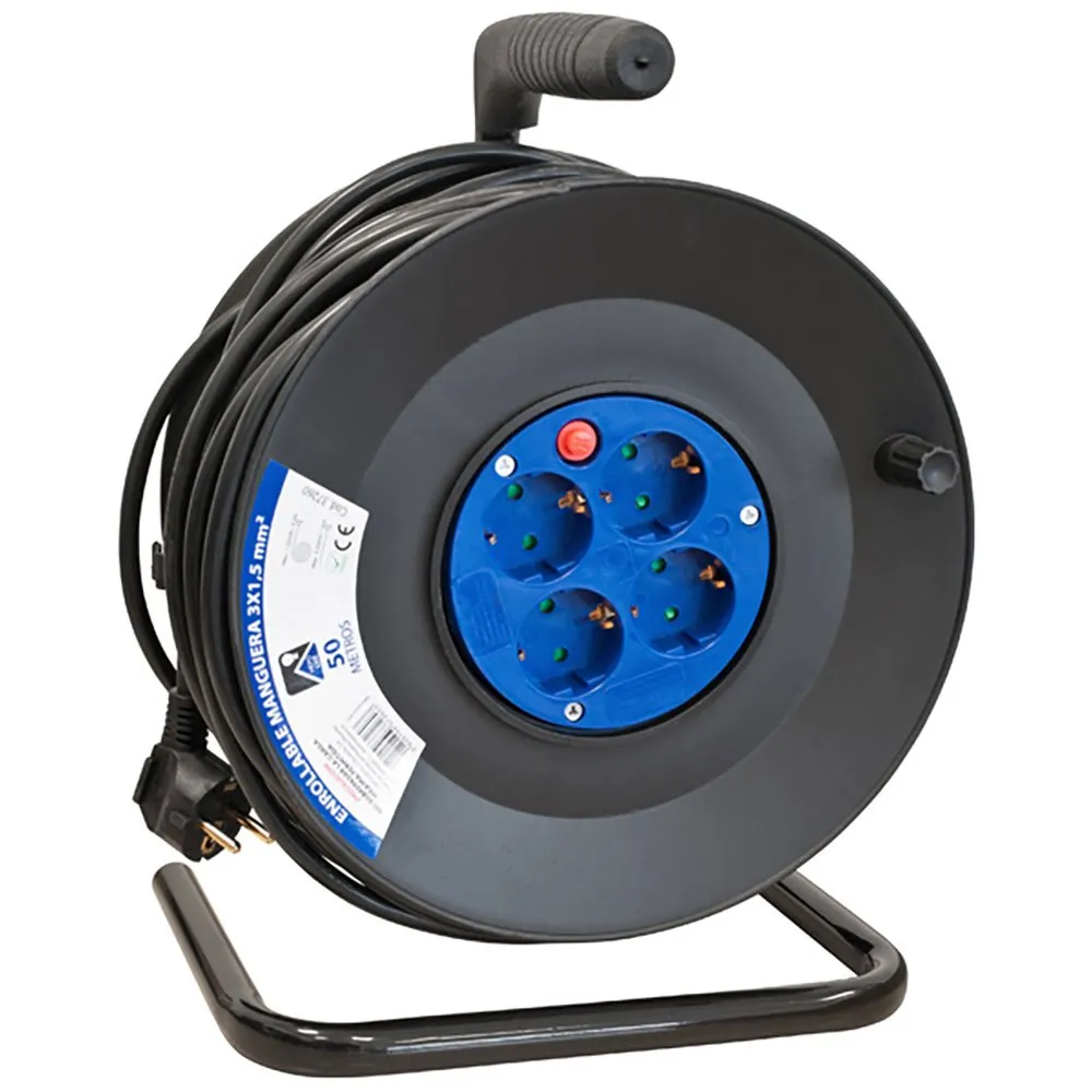 Hepoluz H05vv-f 4 Outlets With Circuit Breaker 50 M Kabeltrumma, Black / blue, One Size Hepoluz H05vv-f 4 Outlets With Circuit Breaker 50 M Kabeltrumma, Black / blue, One Size