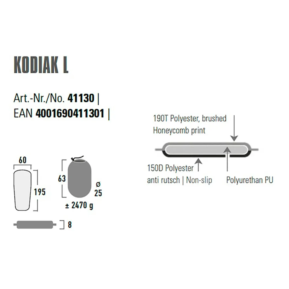 High Peak Kodiak L Uppblåsbar Madrass, Black