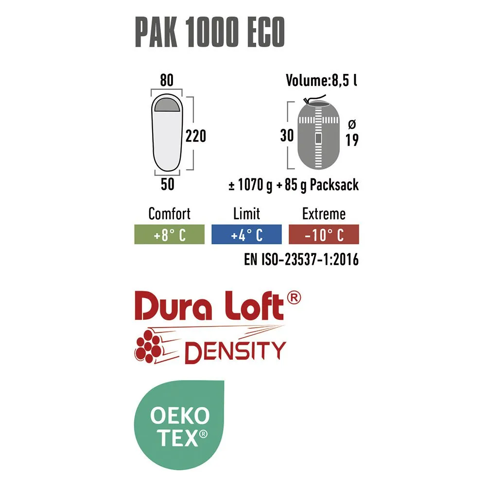 High Peak Pak 1000 Eco Sovsäck, Green / red, Left