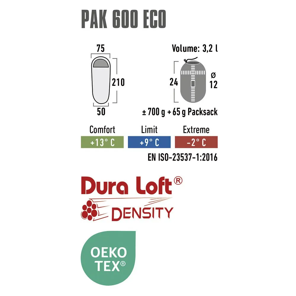 High Peak Pak 600 Eco Sovsäck, Green / red, Left