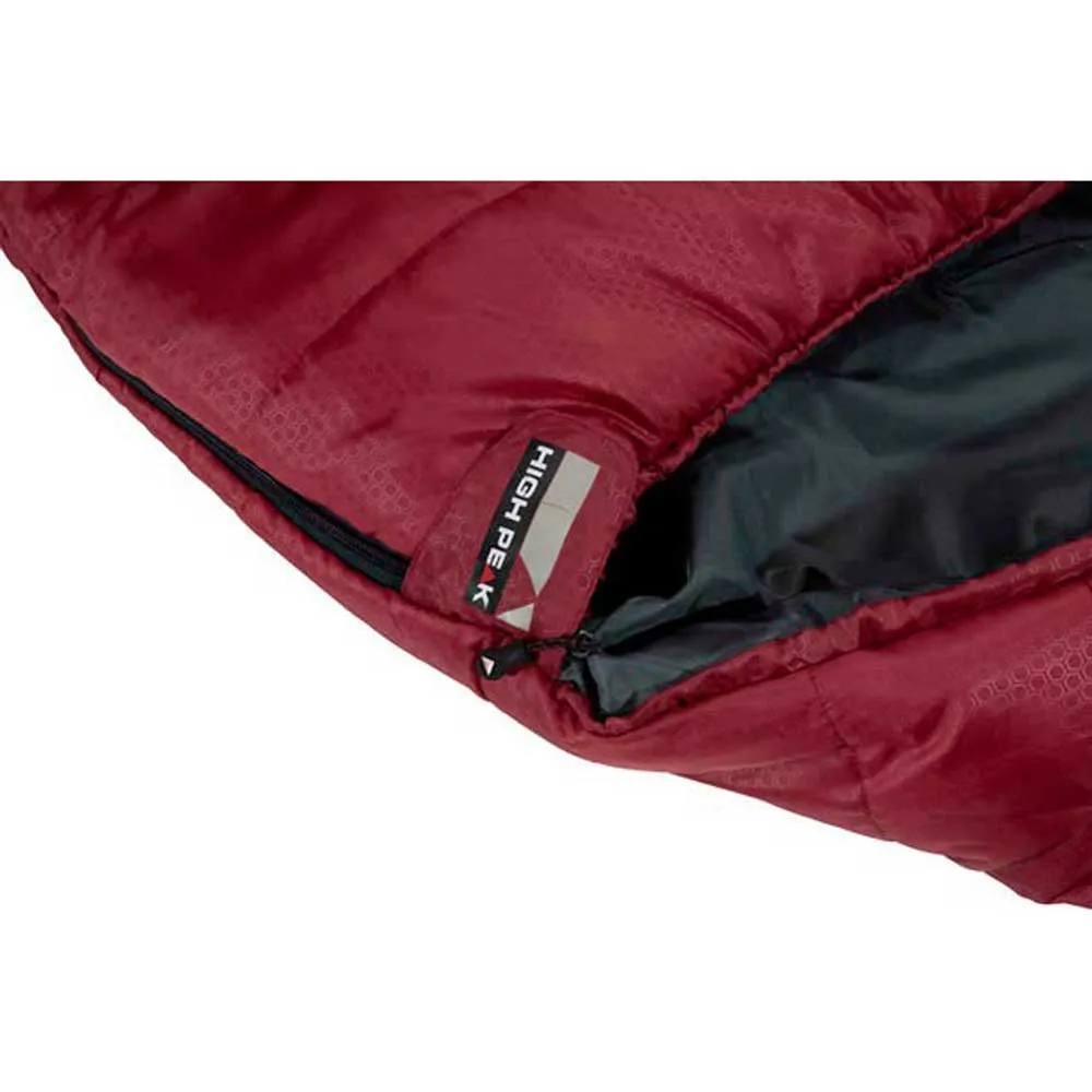 High Peak Redwood-3 Sovsäck, Darkred / grey, Left Zipper