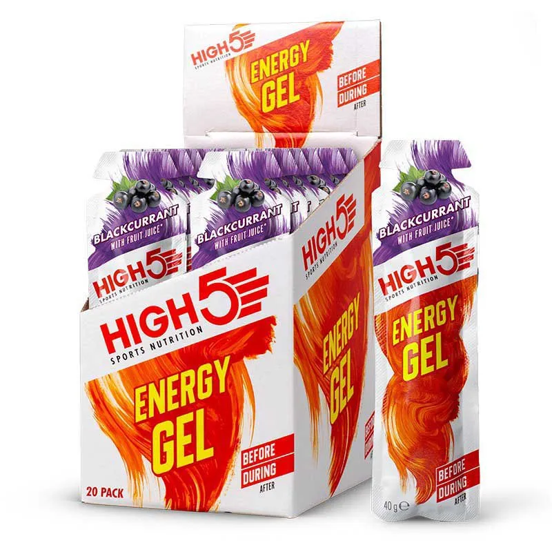 High5 Black Låda Med Energigeler Vinbär 40g 20 Enheter, White / red, One Size