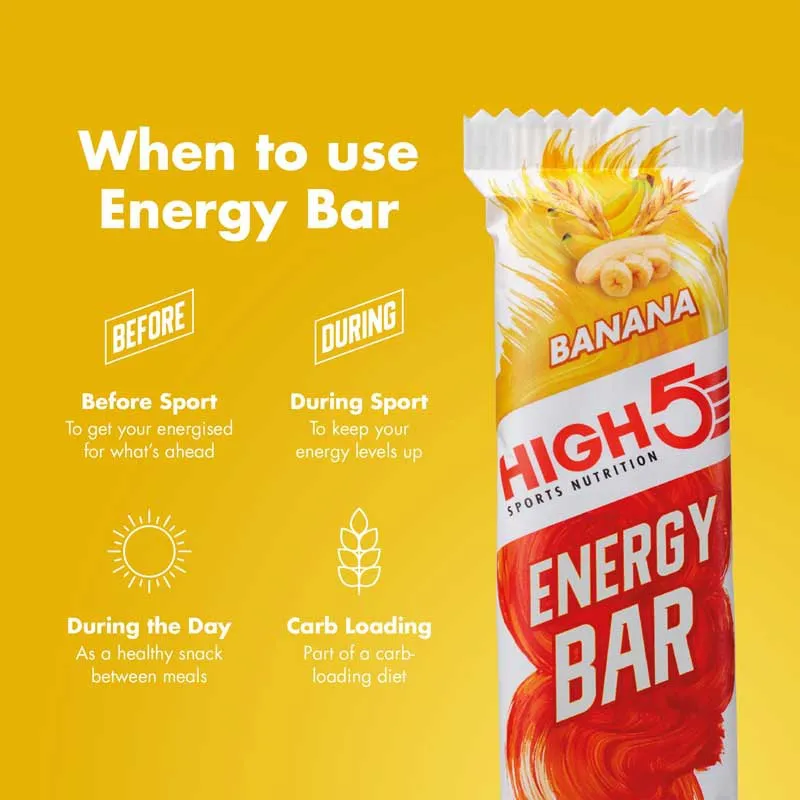 High5 Energibar Låda Banan 55g 12 Enheter, White / red, One Size