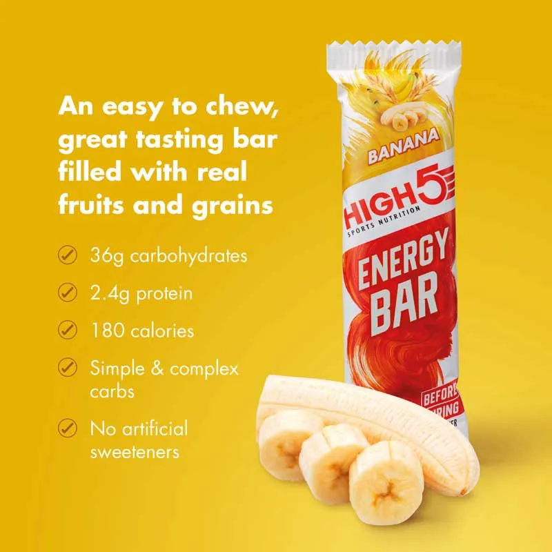 High5 Energibar Låda Banan 55g 12 Enheter, White / red, One Size