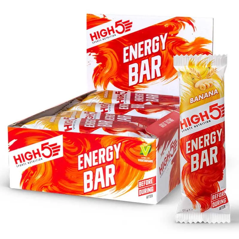 High5 Energibar Låda Banan 55g 12 Enheter, White / red, One Size