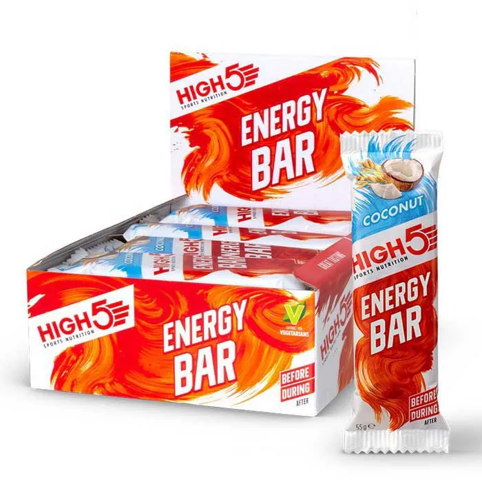 High5 Energibar Låda Kokosnöt 55g 12 Enheter, White / red, One Size