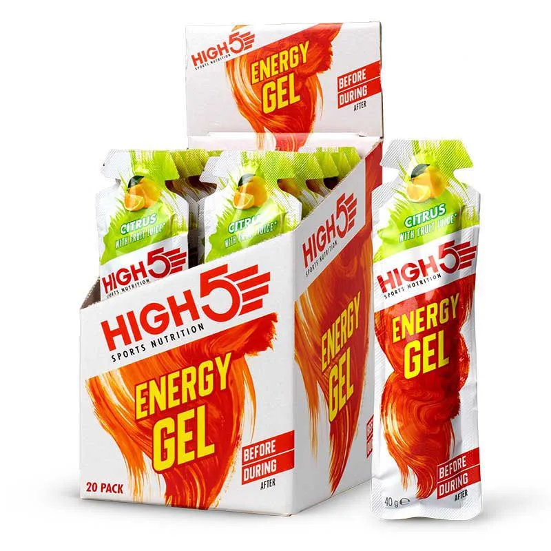High5 Låda Med Energigeler Citrus 40g 20 Enheter, White / red, One Size