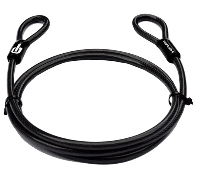 Hiplok låsvajer med öglor (200 cm), Svart