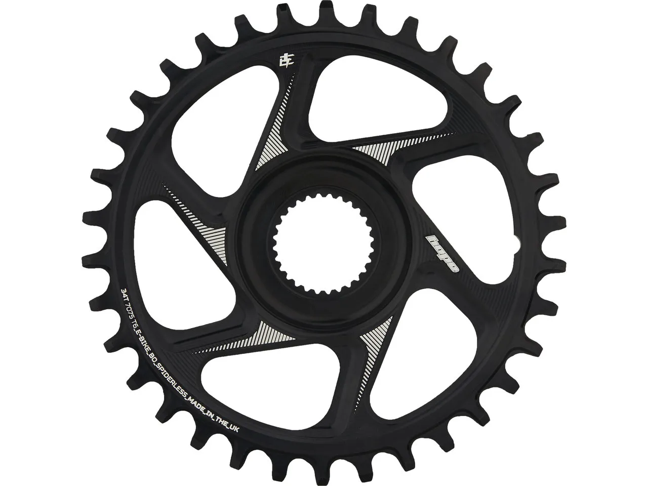 Hope R22 Spiderless Direct Mount E-Bike Kettenblatt für Bosch Gen4, Black, 34t