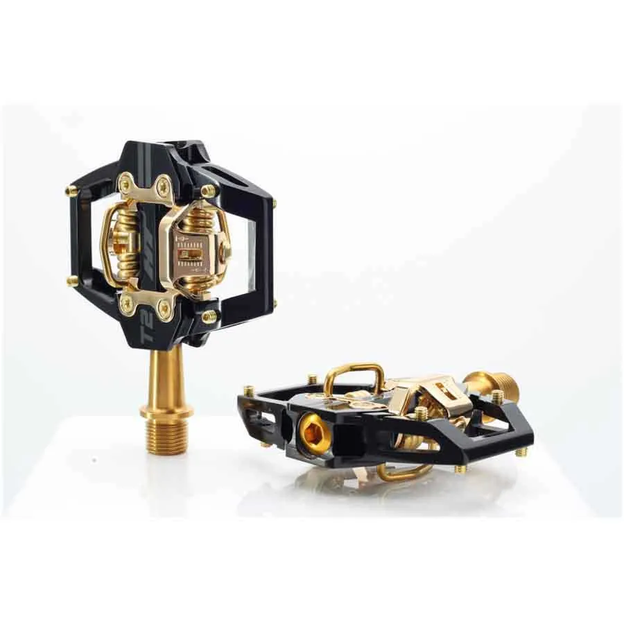 HT T2 Titanium Limited Edition Cykelpedaler, Stealth black / gold, One Size