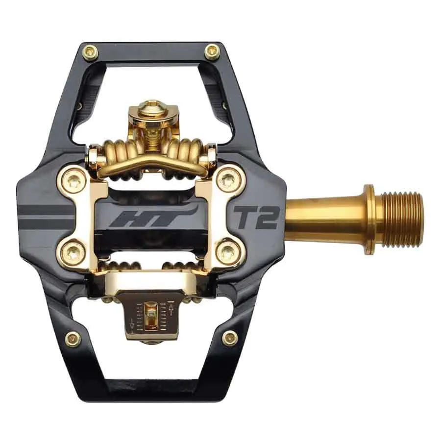 HT T2 Titanium Limited Edition Cykelpedaler, Stealth black / gold, One Size