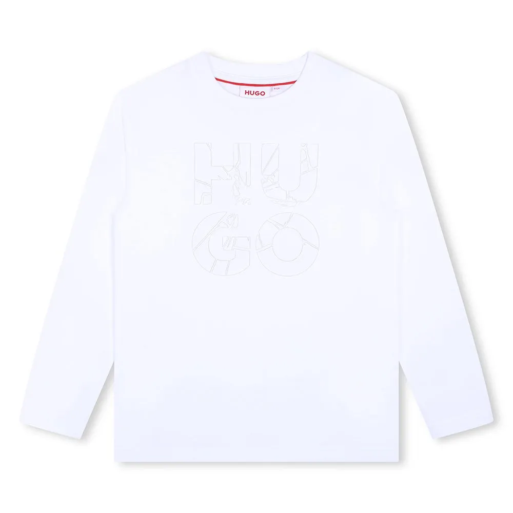 Hugo G00147 T-shirt Med Lång ärm, White, 6Y