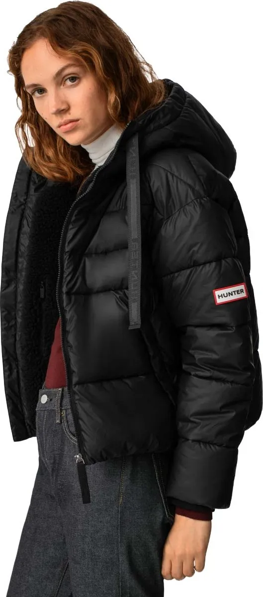 Hunter Women's Intrepid Insulated Webbing Short Puffer Jacket Logo, Hunter Logo Black