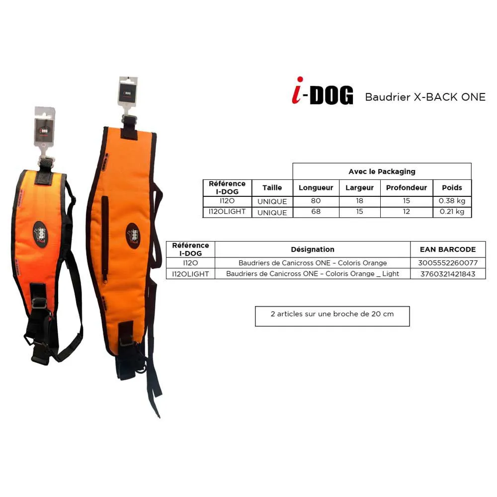 I-dog Canicross One Light Bälte, Orange, One Size