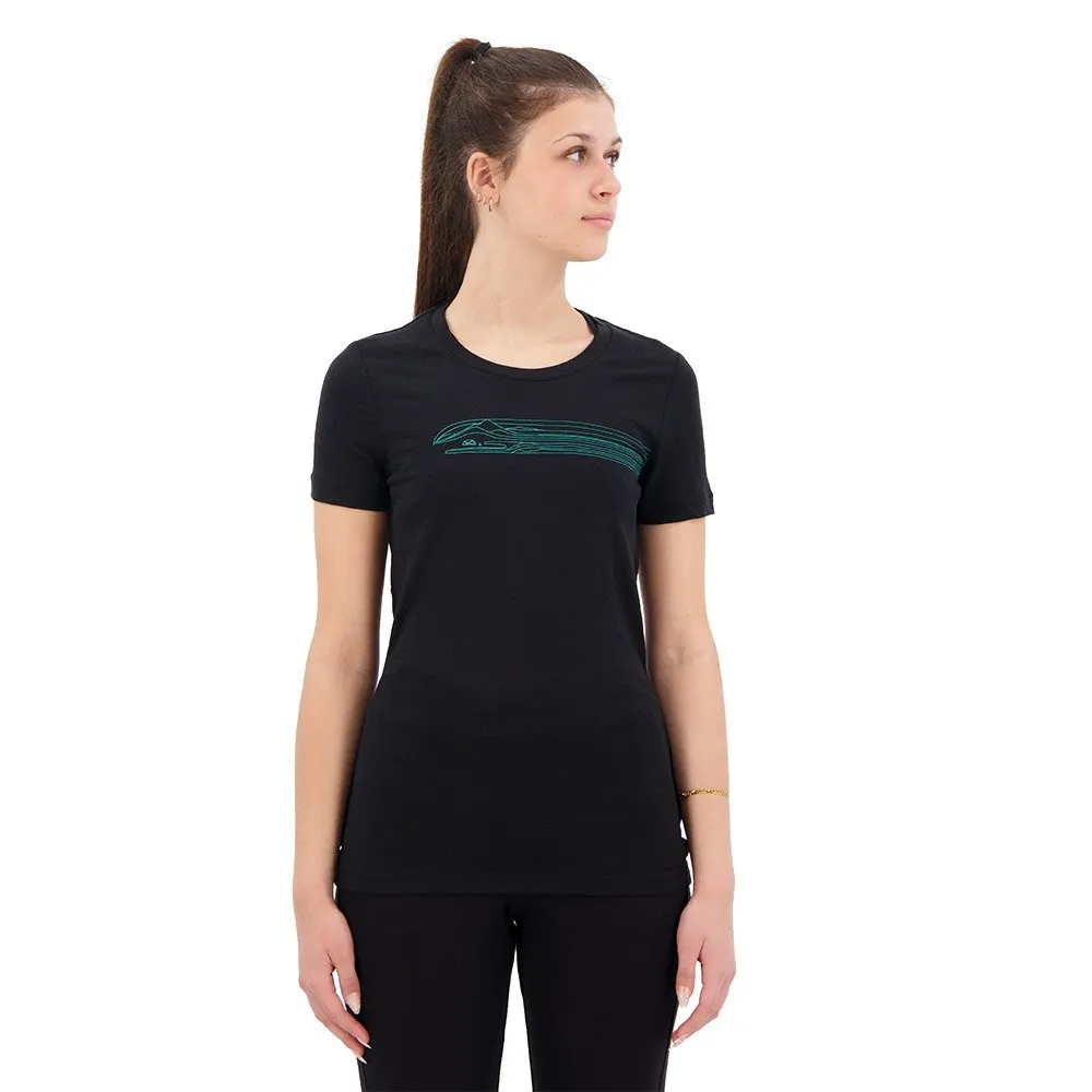 Icebreaker 150 Tech Lite Ii Camping Lines Merino T-shirt Med Korta ärmar, Black