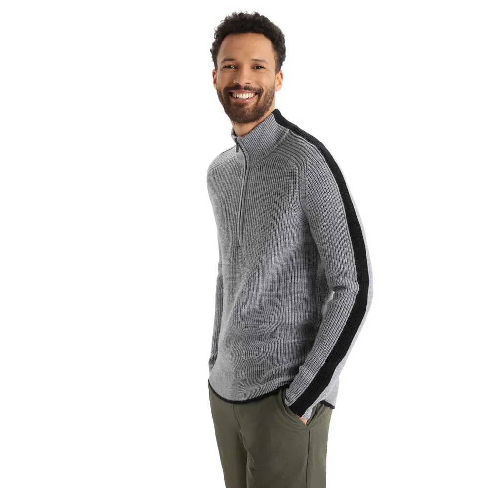 Icebreaker Lodge Half Zip Tröja, Gritstone heather / black Icebreaker Lodge Half Zip Tröja, Gritstone heather / black
