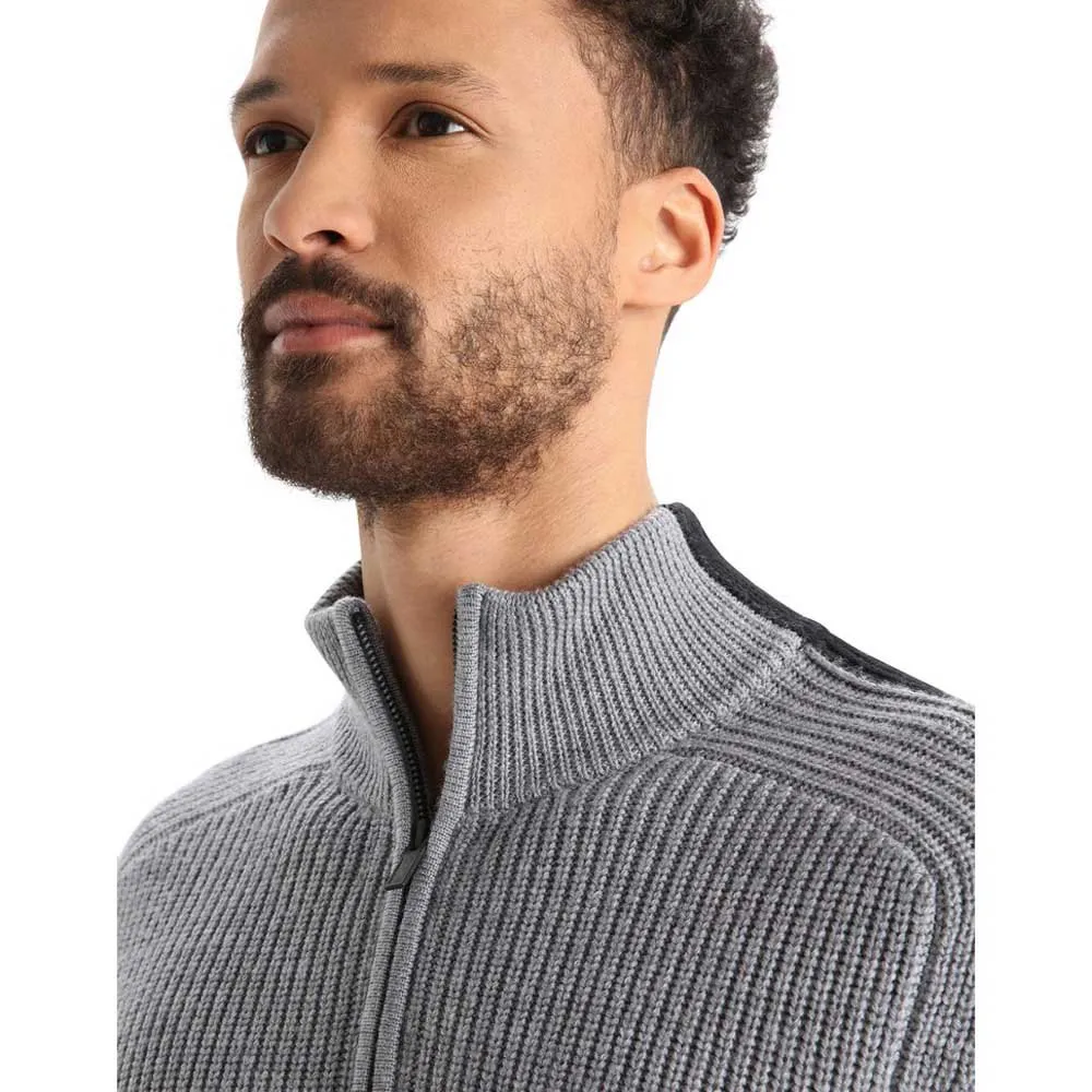 Icebreaker Lodge Half Zip Tröja, Gritstone heather / black Icebreaker Lodge Half Zip Tröja, Gritstone heather / black