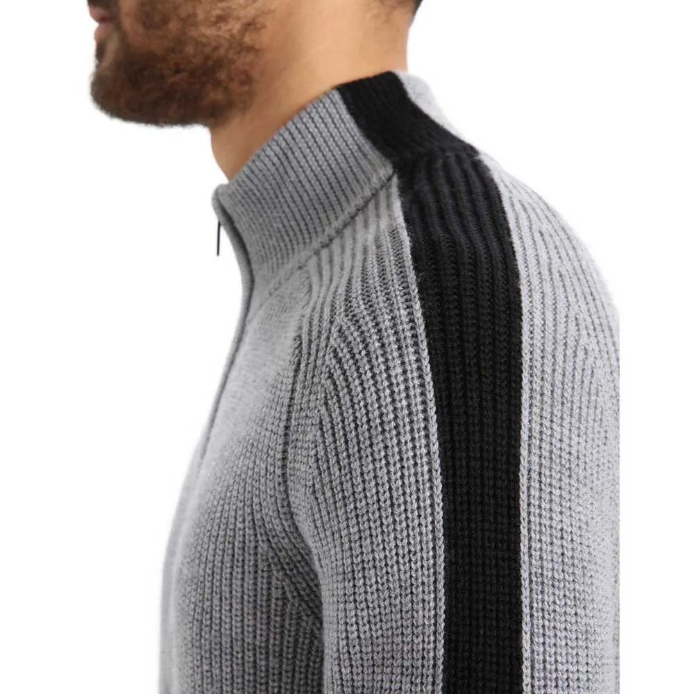 Icebreaker Lodge Half Zip Tröja, Gritstone heather / black Icebreaker Lodge Half Zip Tröja, Gritstone heather / black