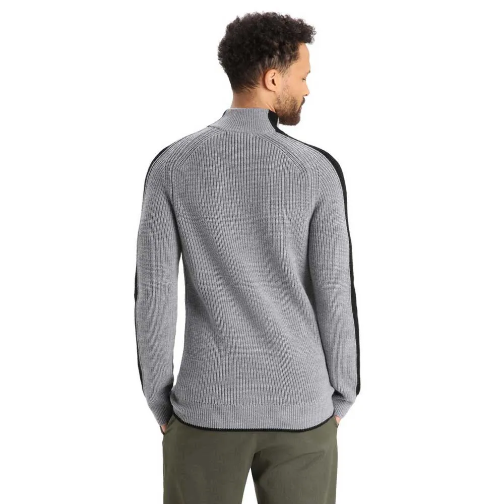 Icebreaker Lodge Half Zip Tröja, Gritstone heather / black Icebreaker Lodge Half Zip Tröja, Gritstone heather / black