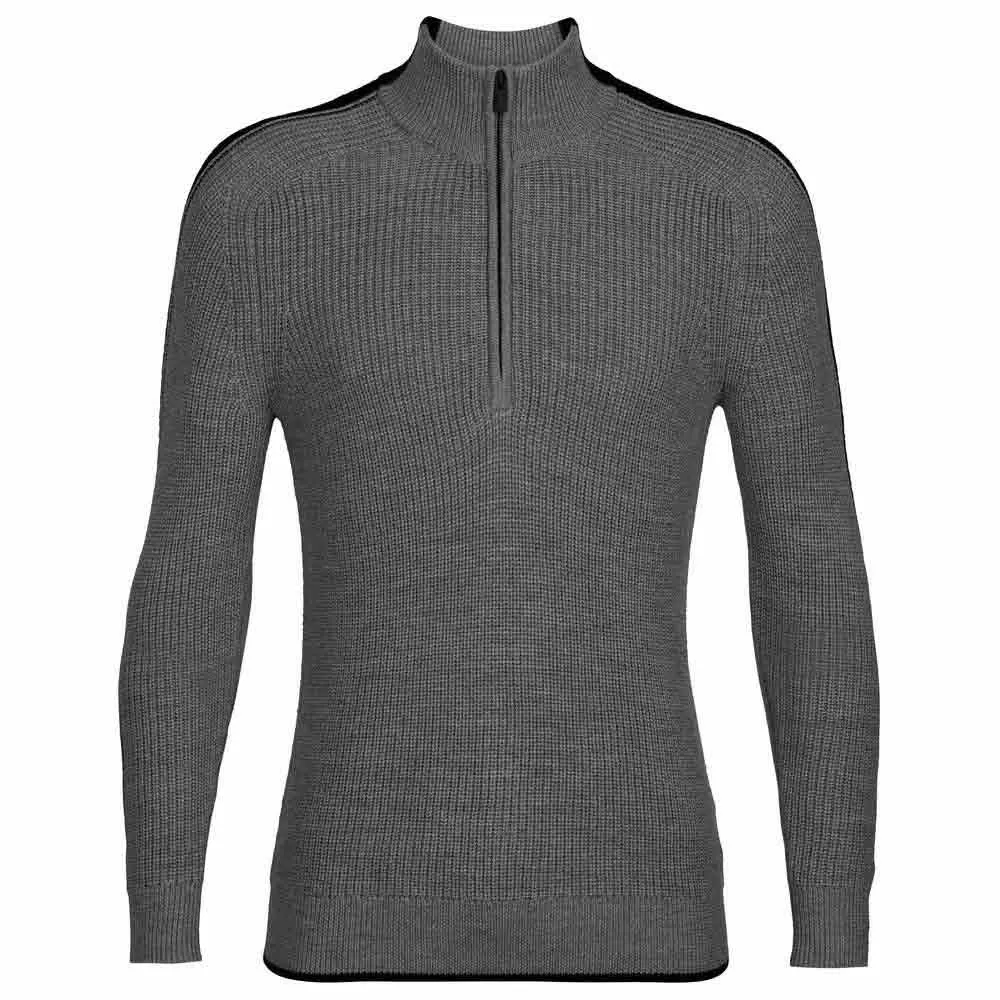 Icebreaker Lodge Half Zip Tröja, Gritstone heather / black Icebreaker Lodge Half Zip Tröja, Gritstone heather / black