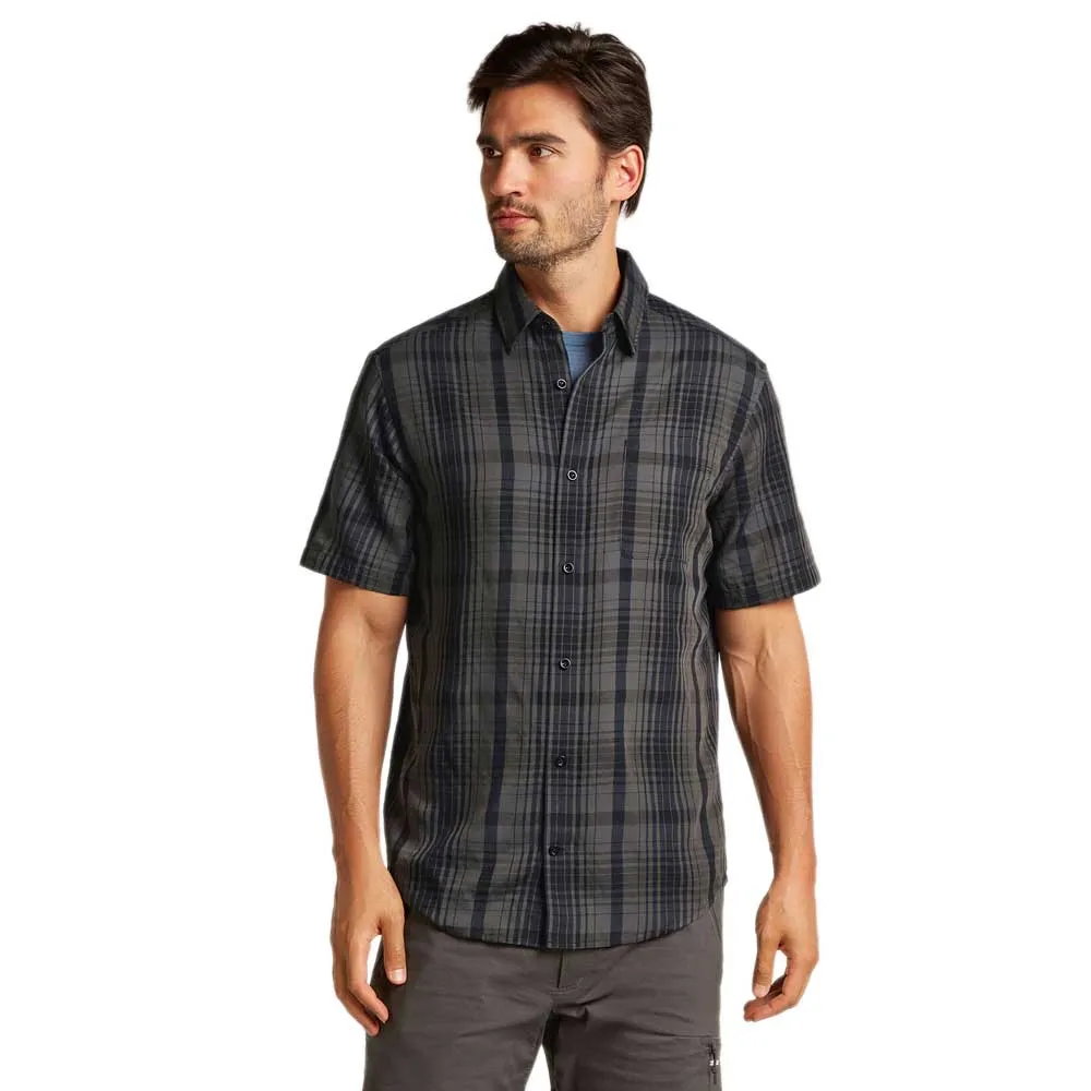 Icebreaker Merino 125 Cool Lite Steveston Plaid Kortärmad Skjorta, Obsidian / black / plaid