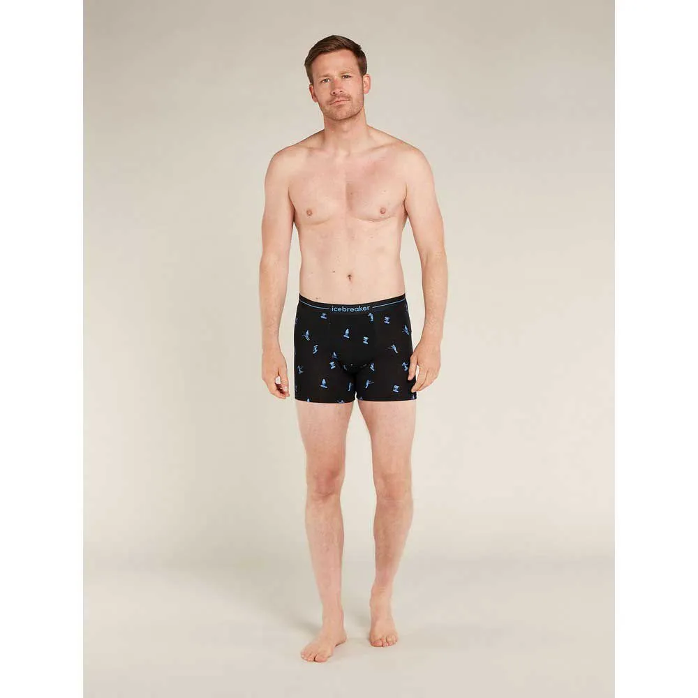 Icebreaker Merino 150 Anatomica Ski Day Boxers, Black / aop