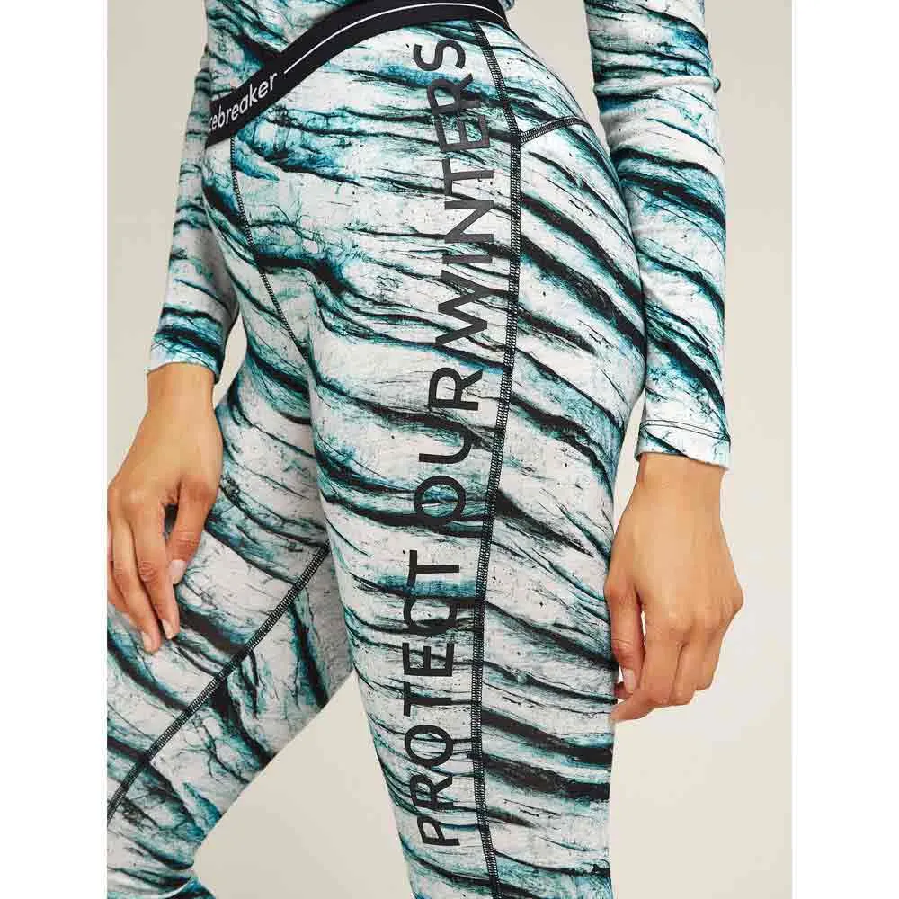Icebreaker Merino 200 Oasis Protect Our Winters Aop Leggings, Snow aop
