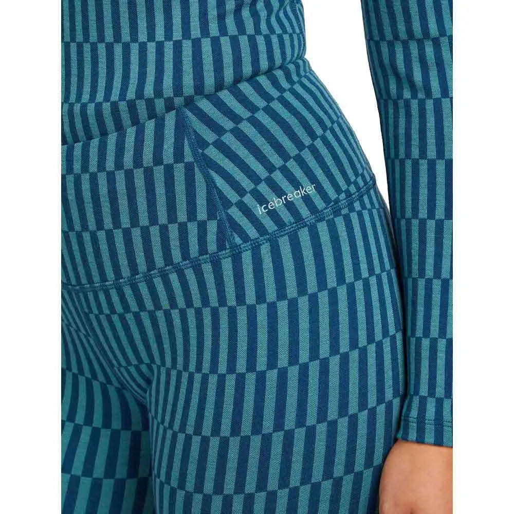 Icebreaker Merino 260 Tech Vertex High Rise Snow Grid Aop Baslagerbyxor, Topaz / atlantis / j