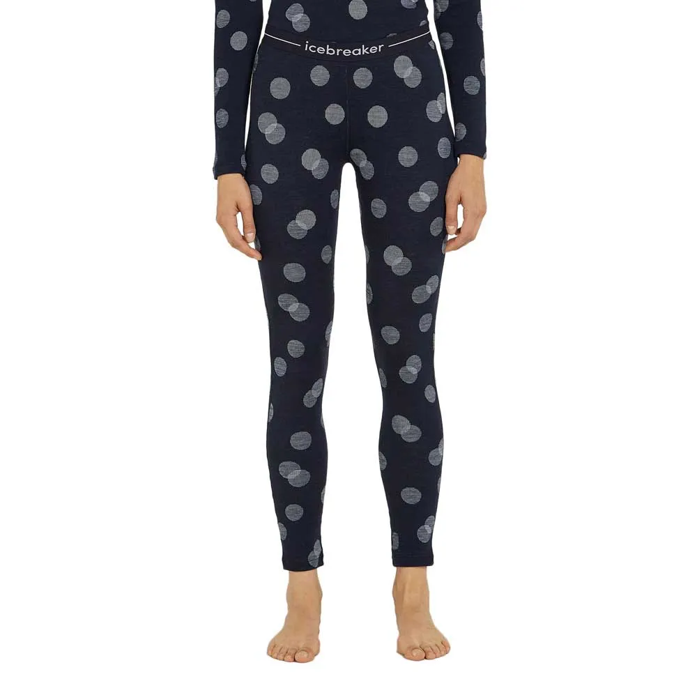 Icebreaker Merino 260 Vertex Falling Flakes Leggings, Midnight navy / snow / j