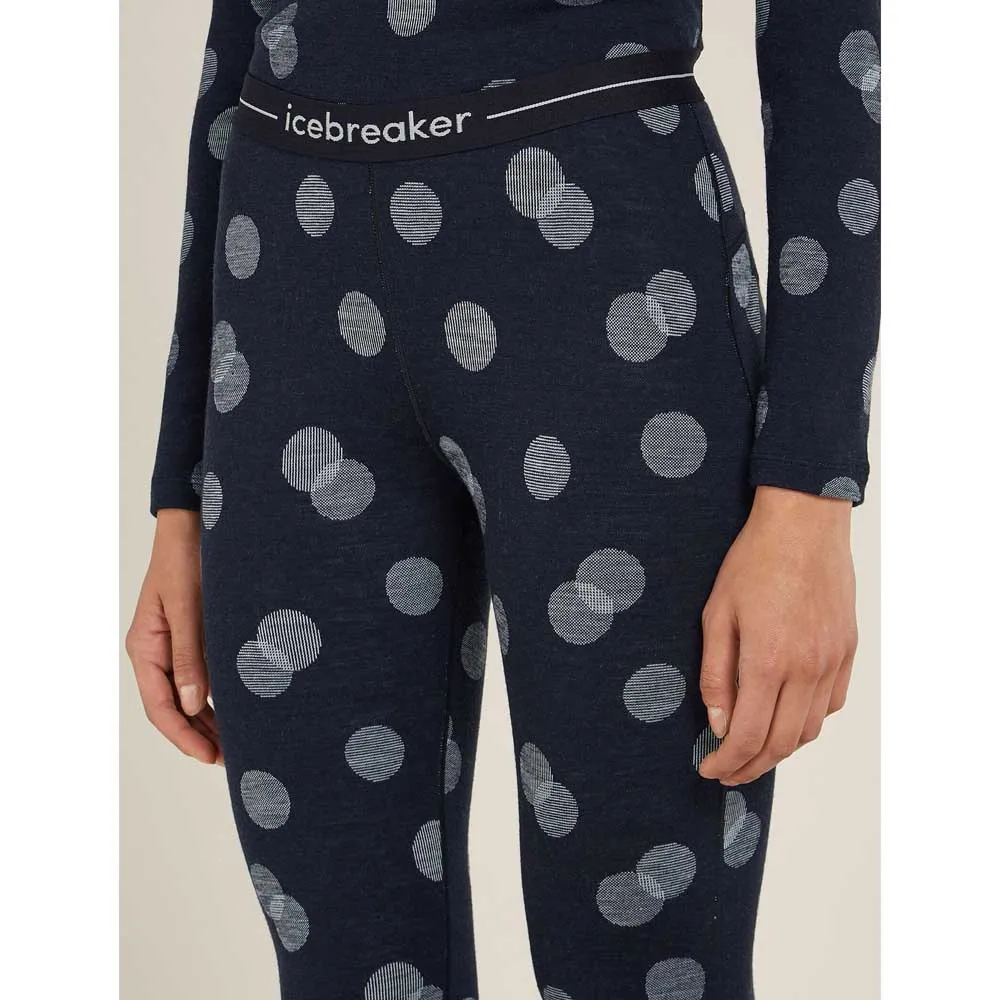 Icebreaker Merino 260 Vertex Falling Flakes Leggings, Midnight navy / snow / j