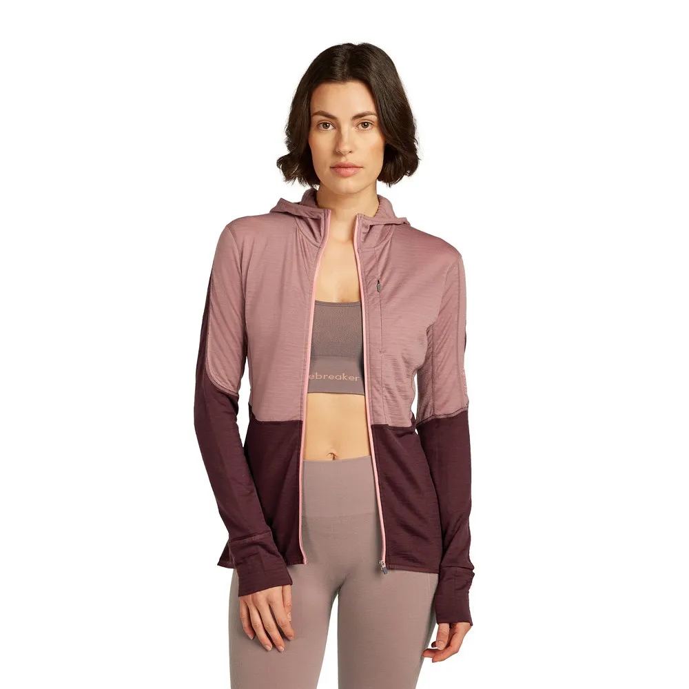 Icebreaker Merino Blend 200 Realfleece™ Descender Sweatshirt Med Dragkedja female, Summit / java / acid pink / cb