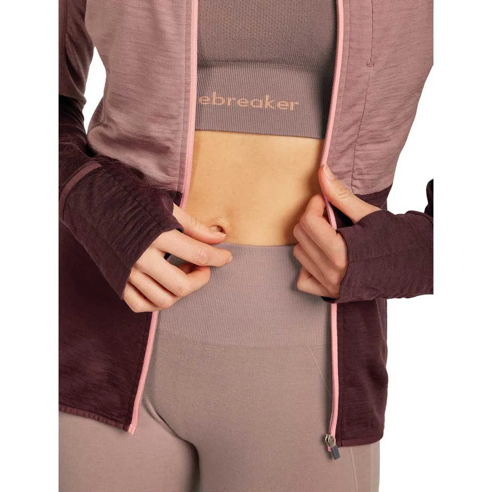 Icebreaker Merino Blend 200 Realfleece™ Descender Sweatshirt Med Dragkedja female, Summit / java / acid pink / cb