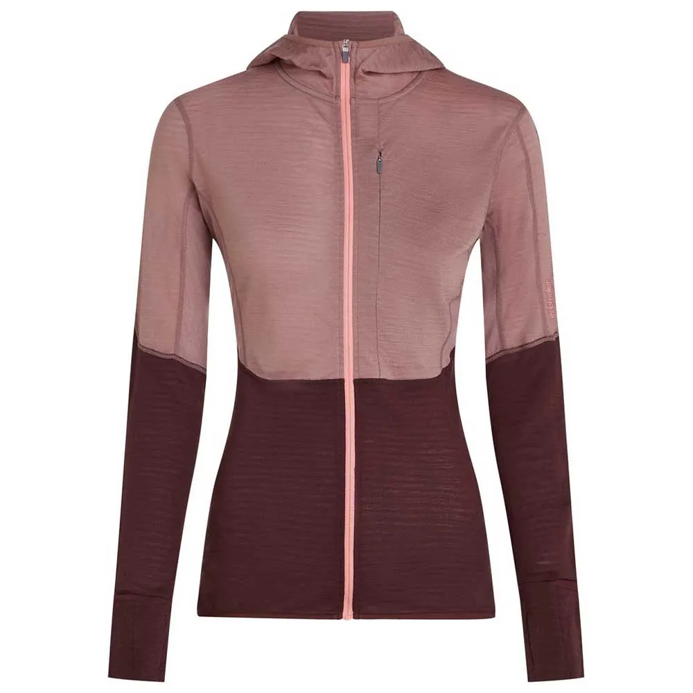 Icebreaker Merino Blend 200 Realfleece™ Descender Sweatshirt Med Dragkedja female, Summit / java / acid pink / cb