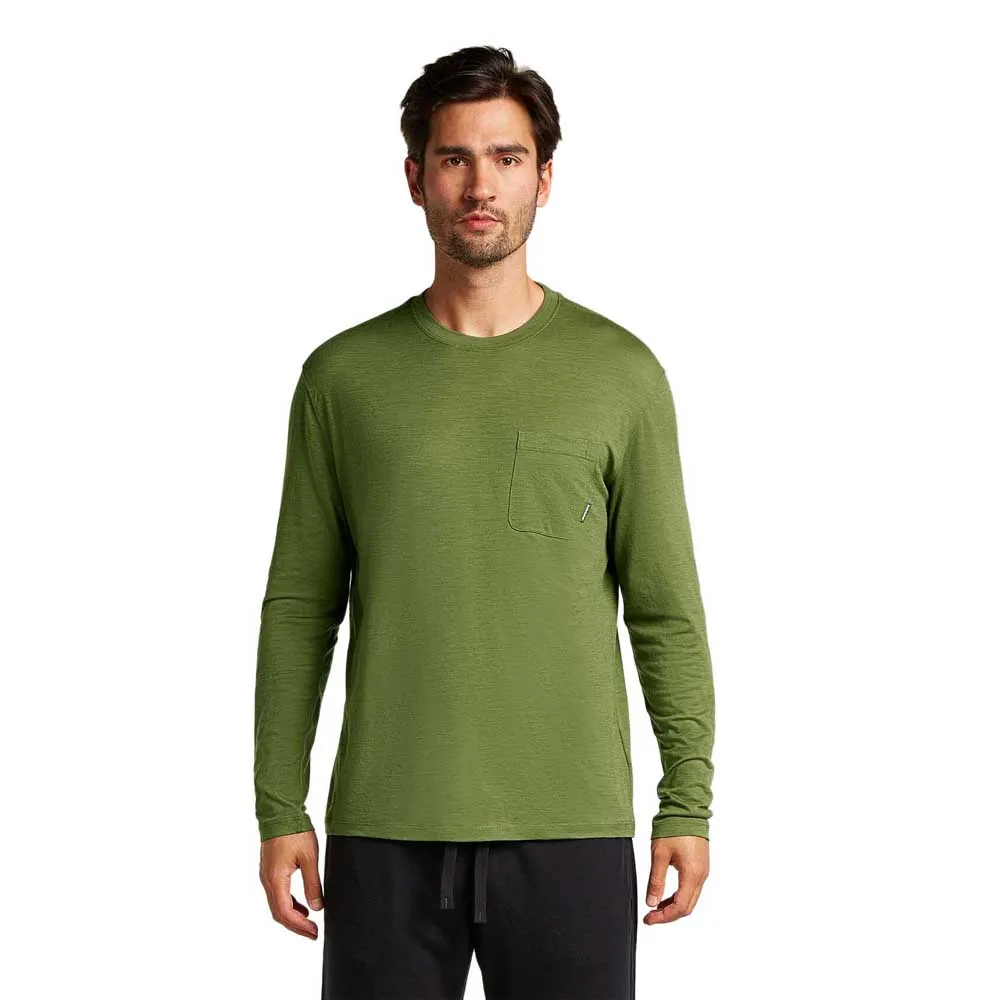 Icebreaker Merino Tech Lite Iii Relaxed Pocket T-shirt Med Lång ärm, Sphagnum