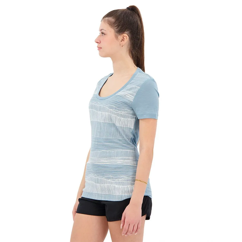 Icebreaker Tech Lite Ii Ss Scoop Tee Reflection Lines T-shirt Med Korta ärmar, Astral blue